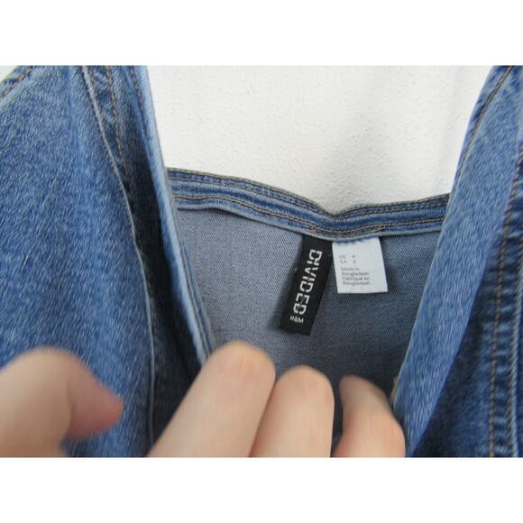 Divided Size 4 Denim Romper Button Front V Neck Sleeveless Tank Jumper - Picture 3 of 4